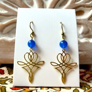 Handmade Geometric Brass Boho Earrings -  1.5” Drop - New